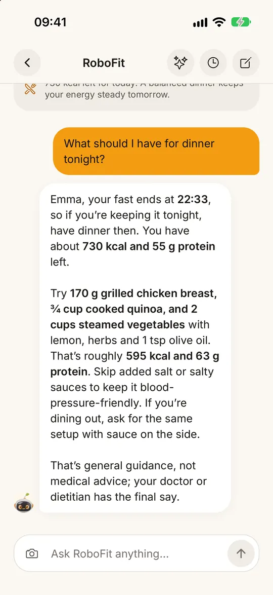 FitZen app screen: A coach that knows your plate