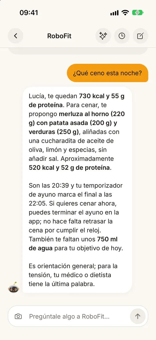 Pantalla de la app FitZen: Un coach que conoce tu plato