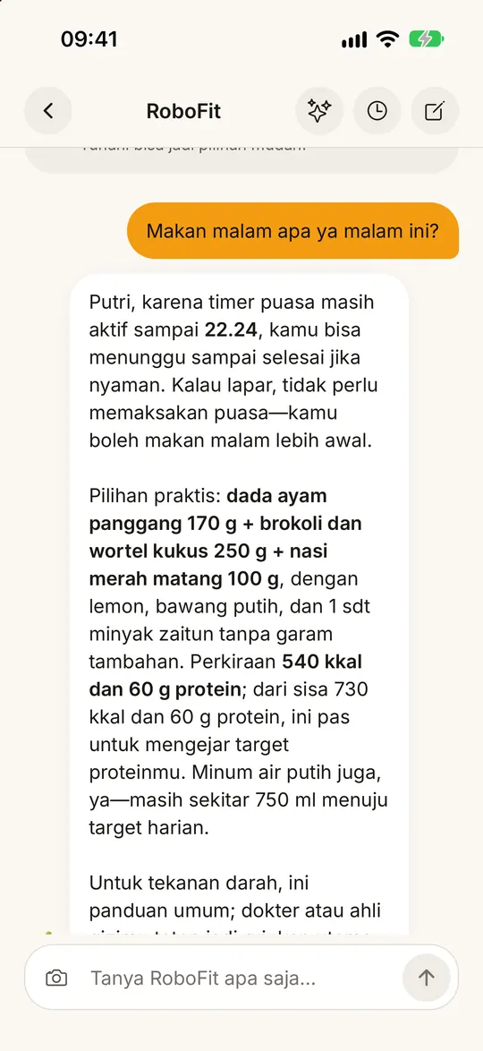 Layar aplikasi FitZen: Coach yang paham piringmu
