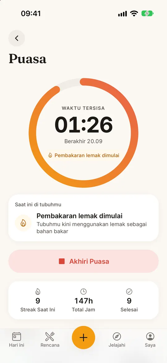 Layar aplikasi FitZen: Diet IF jadi gampang
