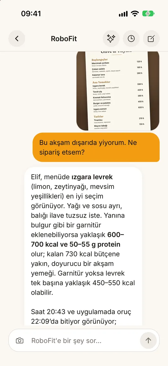 FitZen uygulama ekranı: RoboFit’e her fotoğrafı göster